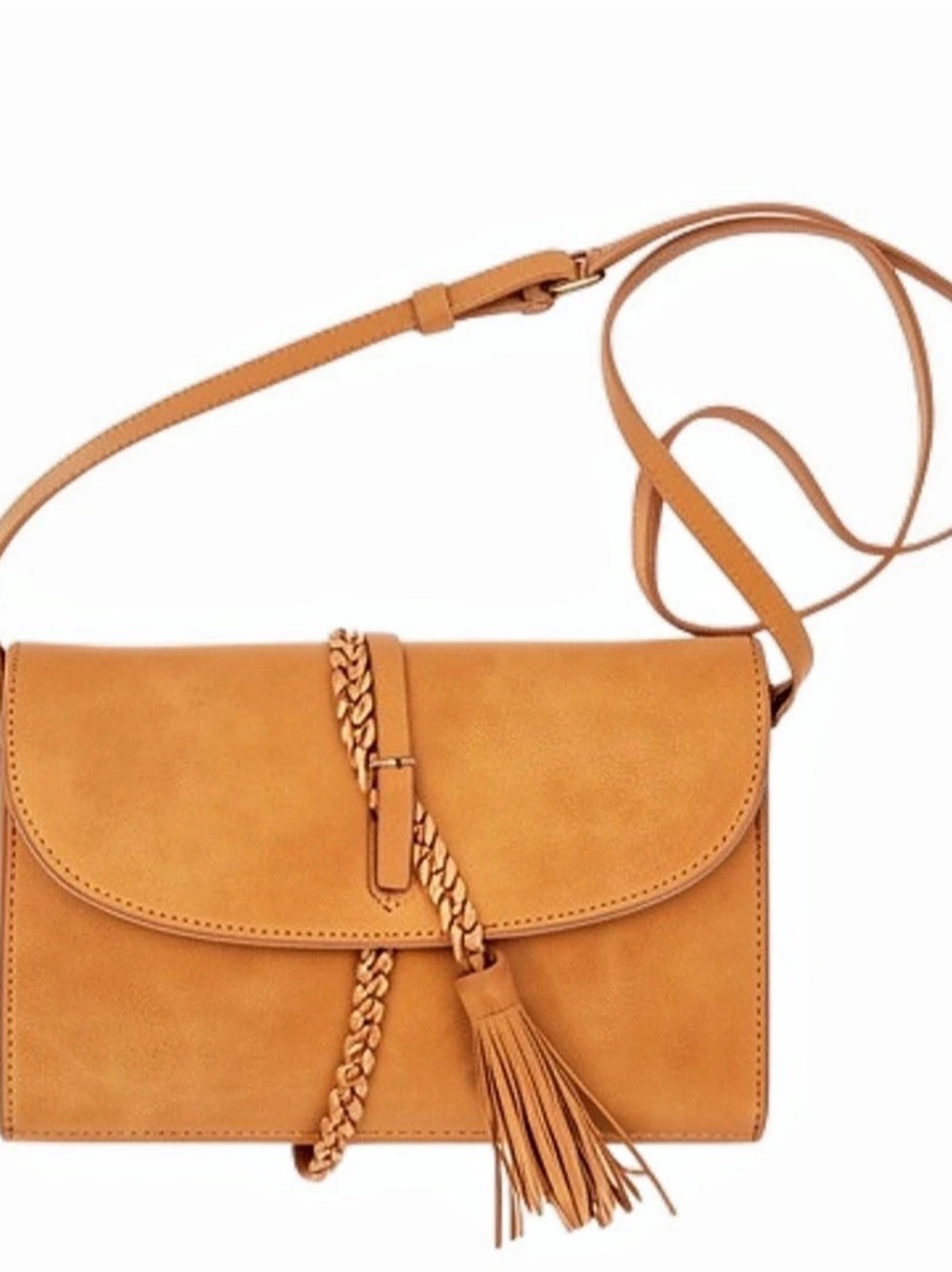 Anthropologie Brown Tassel Crossbody Bag